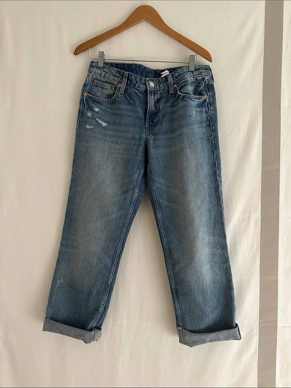 H&M Light Blue Boyfriend Jeans with Cuffed Hem